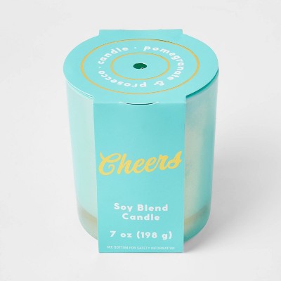 7oz Celebration Turquoise Glass with Iridescent Finish 'Cheers' Candle - Opalhouse™