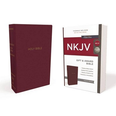 NKJV, Gift and Award Bible, Leather-Look, Burgundy, Red Letter Edition - by  Thomas Nelson (Paperback)