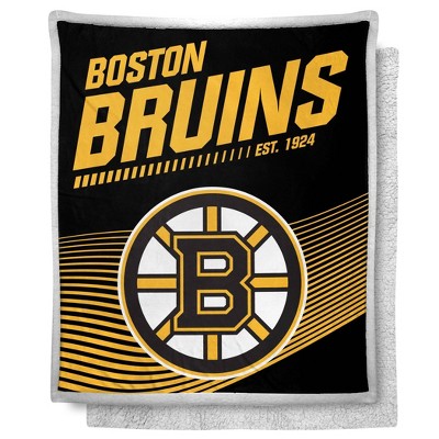 NHL Boston Bruins New School Mink Sherpa Throw Blanket