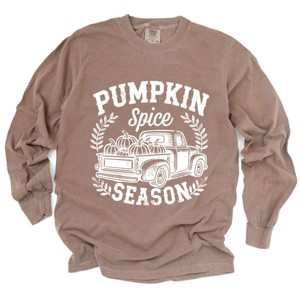 Simply Sage Market Pumpkin Spice Season Truck Distressed Garment Dyed Long Sleeve - 1 of 4