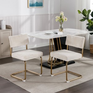 NicBex Corduroy Fabric Dining Chairs Set of 2,Mid-Century Upholstered Cushion Seat Kitchen Chairs with Metal Base - 1 of 4