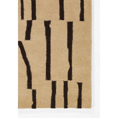 Ivory and Black Abstract Wool 8' x 10' Area Rug
