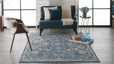 Navy and Beige Rectangular Persian Style Area Rug