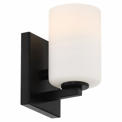 Sienna Matte Black Glass Cylinder Vanity Light