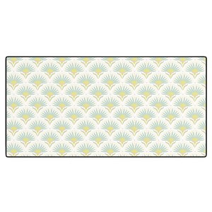 Iveta Abolina Fan Florals Aqua Yellow Desk Mat - 1 of 4