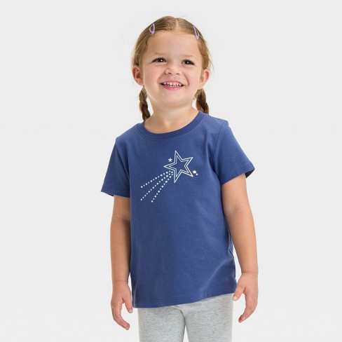 Toddler Girls Short Sleeve Navy Star Graphic T shirt Cat Jack Navy Blue Target