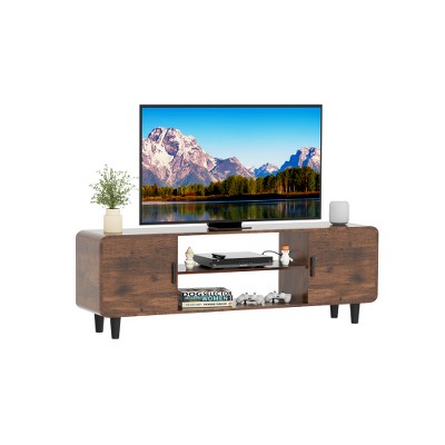 TIRAMISUBEST 55" Rustic TV Stand - Farmhouse Media Console with Soft-Close Cabinets | Brown Entertainment Center for Living Room