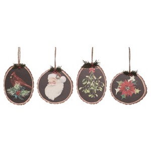 Transpac Plywood Wood Cut Ornament Set of 4 Christmas Home Decorations - 1 of 1