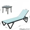 VisioGear 2pcs Outdoor Lounge Chair, Patio Chaise Lounge with 5 Position Adjustable Backrest & Wheels, Lake Blue, 64.41"*53.38"*34.25" - 3 of 4