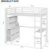 Loft Bed Twin Size with Desk, 4 Large Fabric Drawers and 2 Storage Shelves, Heavy Duty Metal Loft Bed with LED Lights & Charging Sation - 2 of 4