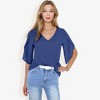 Anna-Kaci Women's V-Neck Blouse with Layered Split Flutter Sleeves and Relaxed Fit - 3 of 4