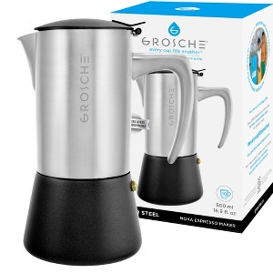 GROSCHE Milano Steel Stainless Steel Stovetop Espresso Maker Moka Pot Home Espresso Coffee Maker - 1 of 4