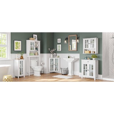 Costway Wall-mounted Cabinet Bathroom Storage 2-tier Shelf Multipurpose  Organizer White : Target