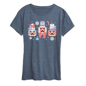 Women's - Instant Message - Winter Nutcracker Heads Short Sleeve Graphic T-Shirt - 1 of 4