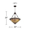 Robert Louis Tiffany Bronze Pendant Chandelier 20" Wide Rustic Peacock Stained Art Glass 3-Light Fixture for Dining Room House Kitchen Island Entryway - 4 of 4