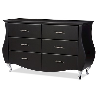 Enzo Modern and Contemporary Faux Leather 6 Drawer Dresser Black - Baxton  Studio