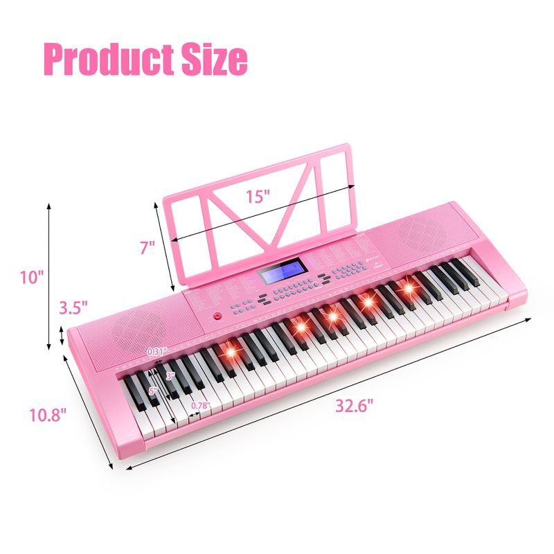 Costway 61-Key Electric Piano Portable Digital Keyboard w/Lighted Key Music Stand, 4 of 11