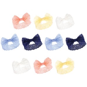 Hudson Baby Infant Girl Cotton and Synthetic Headbands Bundle Set, Periwinkle Yellow, 0-24 Months - 1 of 2