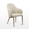 Upholstered Dining Arm Chairs Set of 2, Beige - 3 of 4