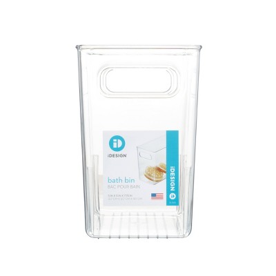 iDESIGN Linus Plastic Deep Kitchen Storage Bin with Handle Clear: Cabinet Organizer, 12" x 5" x 8", Spot Clean — фото 3
