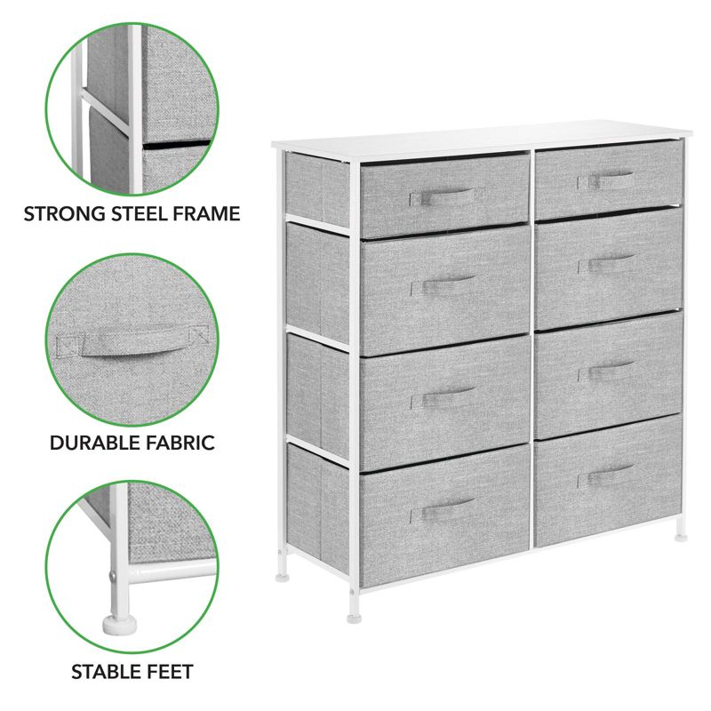 mDesign Tall Storage Dresser Furniture with 8 Slim Fabric Drawers, 4 of 10