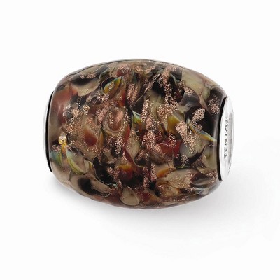 Black Bow Jewelry Fenton Multicolor Calico Kitty Glass & Sterling Silver Bead Charm
