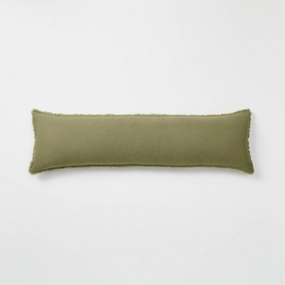 Lumbar Heavyweight Linen Blend Throw Pillow Moss Green - Casaluna ...