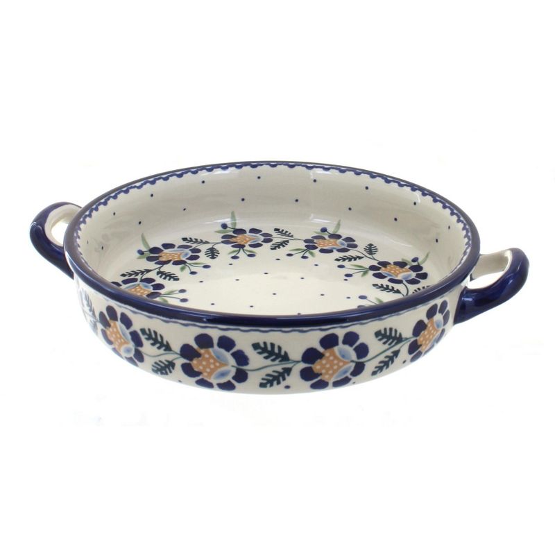 Blue Rose Polish Pottery Z140 Manufaktura Small Round Baker with Handles, 1 of 3