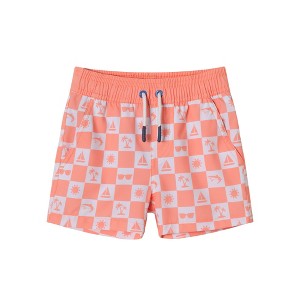 Andy & Evan  Toddler  Orange Checker Icon Print Swim Trunk - 1 of 3