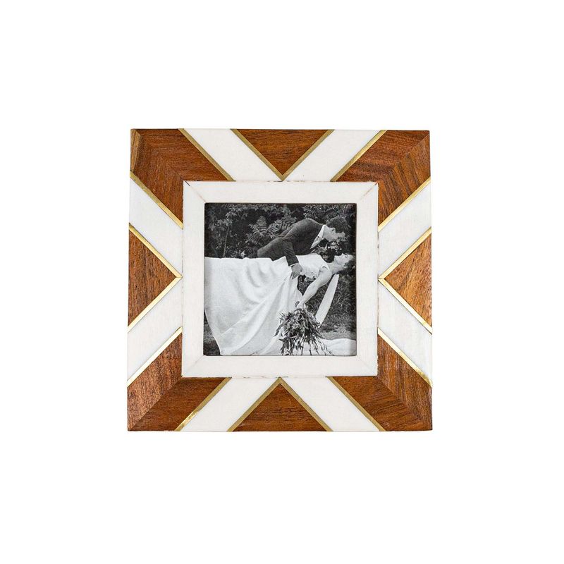 4x6 Inch Pieced Geometric Picture Frame Acacia Wood, MDF, Resin, & Glass by Foreside Home & Garden, 1 of 8