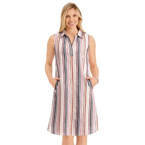 Collections Etc Comfortable Sleeveless Striped Shift Dress - 1 of 4