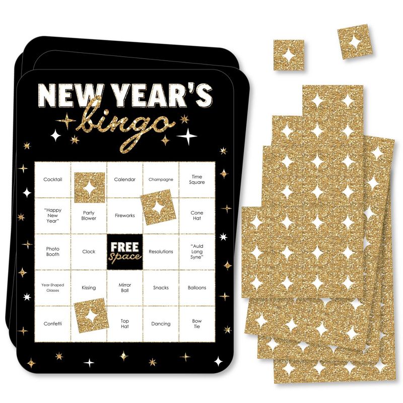 Big Dot of Happiness Hello New Year - Bar Bingo Cards and Markers - NYE Party Bingo Game - Set of 18, 1 of 6