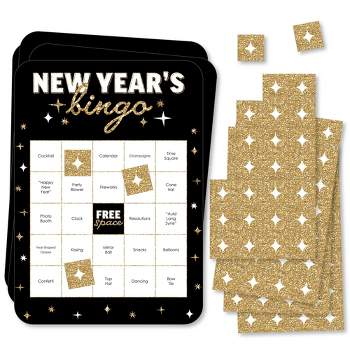 Big Dot of Happiness Hello New Year - Bar Bingo Cards and Markers - NYE Party Bingo Game - Set of 18