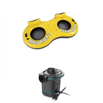 Bestway Rapid Rider 2 Person Pool River Raft Tube Float + AC Electric Air Pump