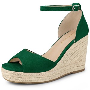Allegra K Women's Ankle Strap Wedge Heel Open Toe Sandals - 1 of 4