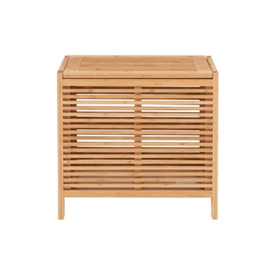 Bracken Natural Bamboo Upright Hamper with Safety Lid