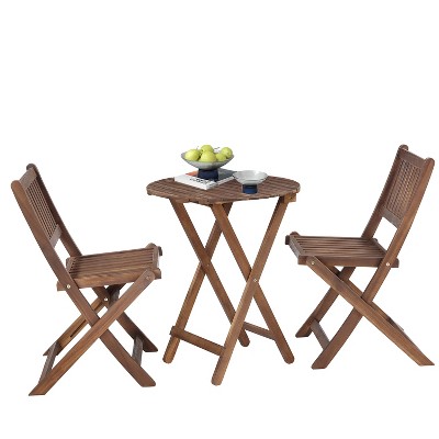 XINGHANZHENXUAN Light Brown 3-Piece Patio Dining Sets, Outdoor Patio Furniture with Table & 2 Chairs for Balcony, Garden, or Porch