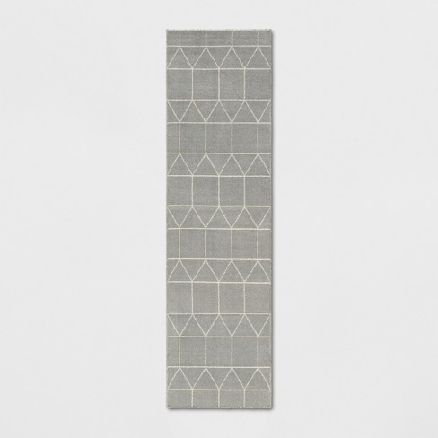 1'10x7' Elle Linear Grid Woven Runner Rug Light Gray - Project 62™ : Target