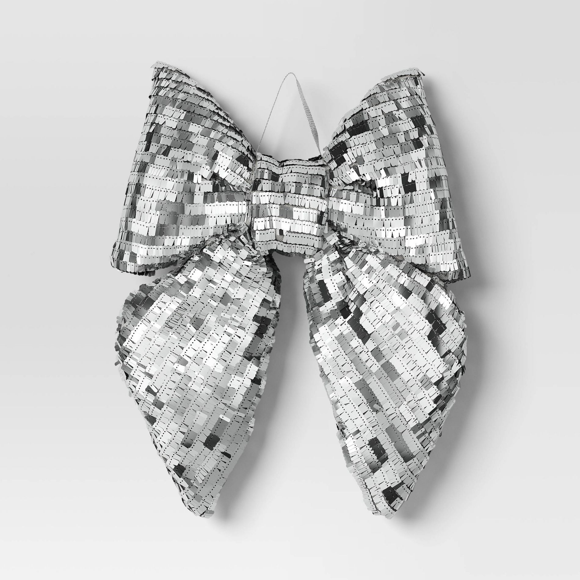 16" Christmas Jumbo Sequin Bow Wall Decor Silver - Wondershop™