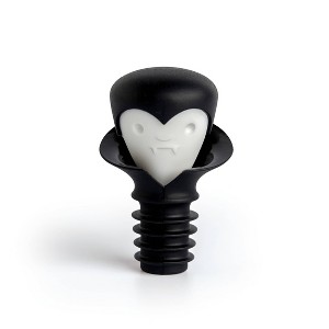 Ototo Corkula Wine Stopper and Pourer: Silicone, Dishwasher-Safe, Black & White, 4.5" Height - 1 of 4