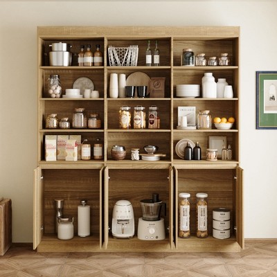 Famapy 70.9" Large Capacity Kitchen Pantry Cabinet,12 Open Shelves & 6-Door Storage,Oak Finish Storage Hutch for Kitchen & Dining Room — фото 2