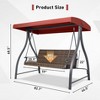 Aoodor 3-Seat Outdoor Rattan Patio Swing with Adjustable Dark Blue Canopy, Built-in Quick-Drying Foam Seat, Rattan Wicker, Rust-Resistant Iron Frame - 3 of 4