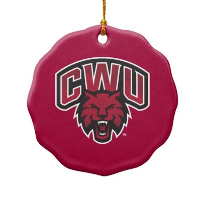 Central Washington University Primary Logo Porcelain Scalloped Holiday Christmas Tree Ornament