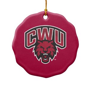 Central Washington University Primary Logo Porcelain Scalloped Holiday Christmas Tree Ornament - 1 of 4