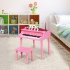 Costway 30-Key Classic Baby Grand Piano Toddler Toy Wood w/ Bench & Music Rack PinkBlack - 4 of 4