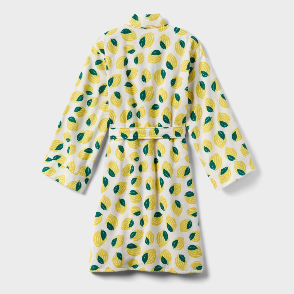 L/XL Lemon Bath Robe With Kimono Collar Yellow - Room Essentials™