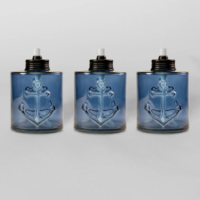 Tiki Brand 5.5" Set Sail Glass Table Torch Blue 3pk