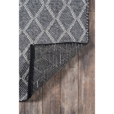 Charcoal Geometric Tufted Wool-Viscose 24"x36" Handmade Rug