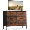DOMETOUR Drawer Dresser for Bedroom, Fabric Storage Tower Tall Chest Organizer, Storage Cabinet Unit Bins Living Room Entryway Closet-Brown - 2 of 4