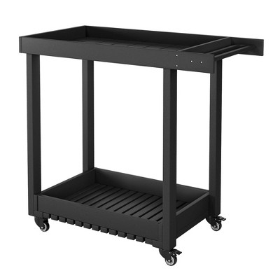 Utility Service Cart, 2 Shelf 550LBS Heavy Duty Rolling Utility Cart with 360¡ã Swivel Wheels (2 with Brakes)